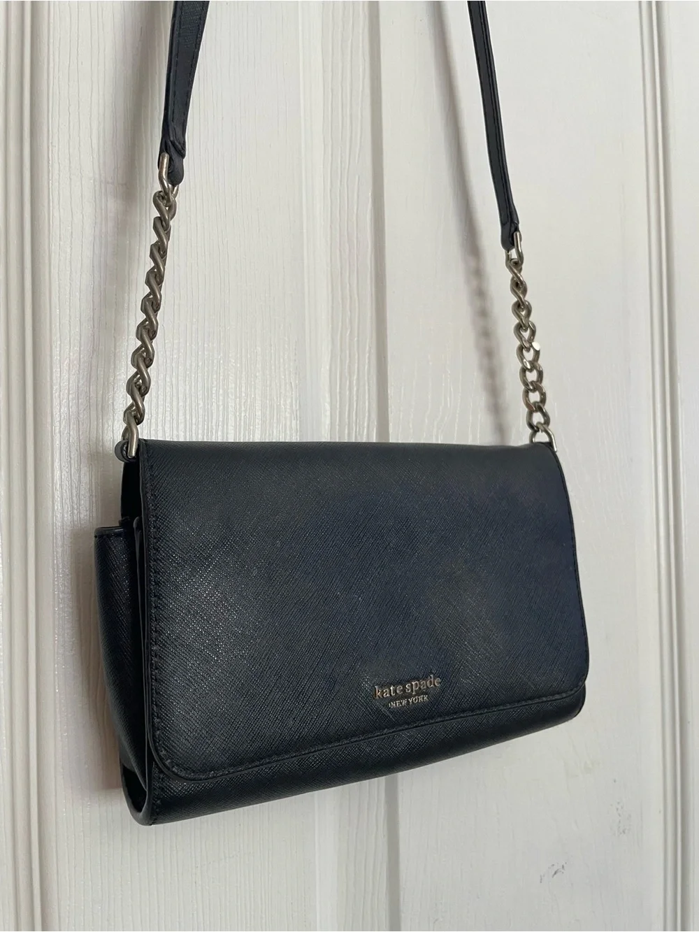 kate spade Black Chain-Detail Crossbody Shoulder Bag (has flaws)